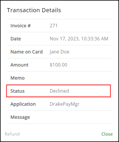 Image showing the payment declined.